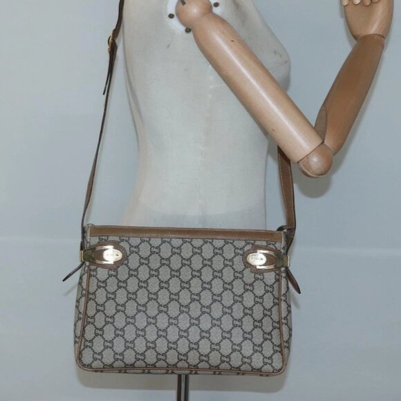 GUCCI GG Plus Supreme Shoulder Bag PVC Leather Beige Gold Auth th5864 - Picture 1 of 16